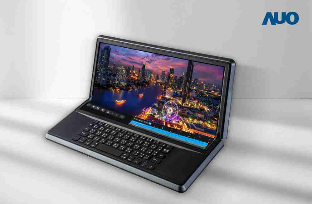 巨星国际14.6吋Micro LED折迭显示屏幕，，搭配半径4mm的弯折绞炼，，，以及高画素、、高亮度、、高对比度的显示技术特点，，，即便在大视角下仍保有绝佳色相与亮度